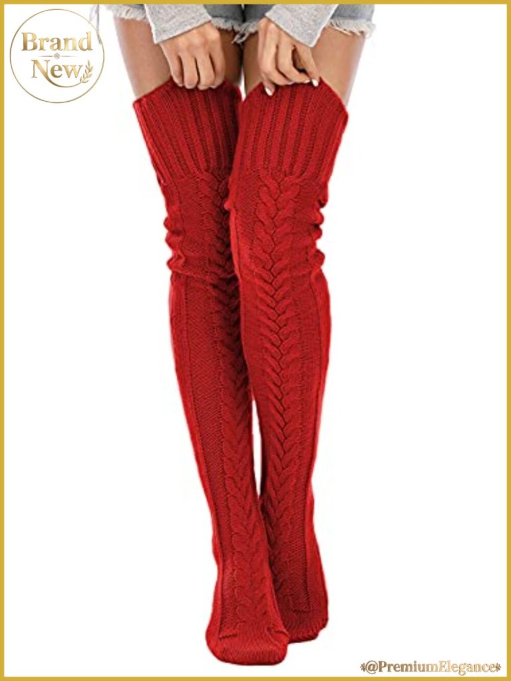 Cable Knit Thigh High Over Knee Socks Acrylic Leg Warmers